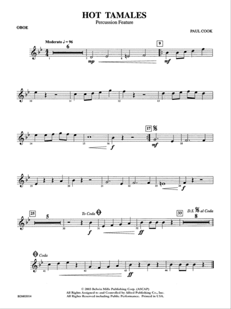 Hot Tamales (Percussion Feature): Oboe Concert Band scores gallery preview page 1