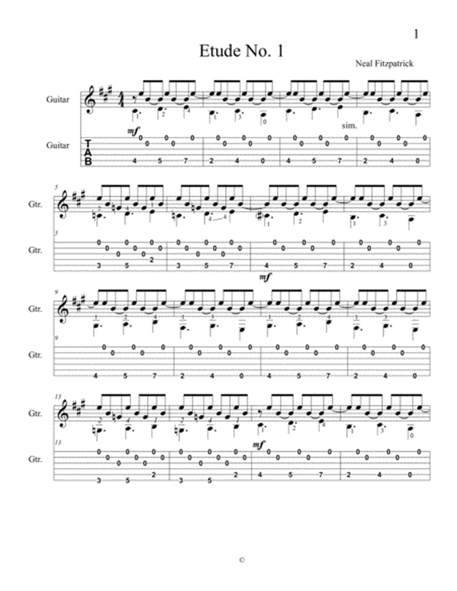 Etude No.1 For Guitar by Neal Fitzpatrick-Tablature Edition image number null