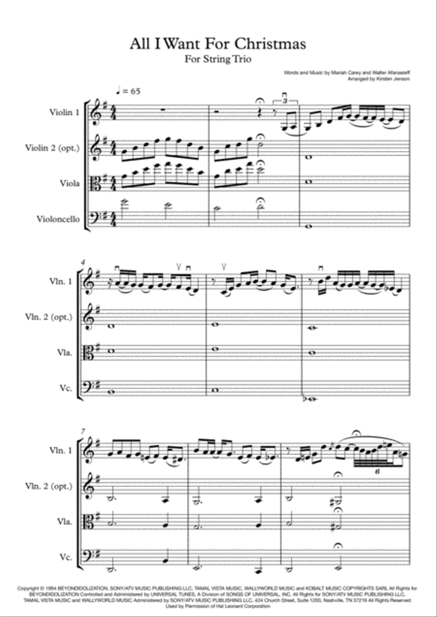 All I Want For Christmas Is You All I Want For Christmas Is You String Trio scores gallery preview page 1
