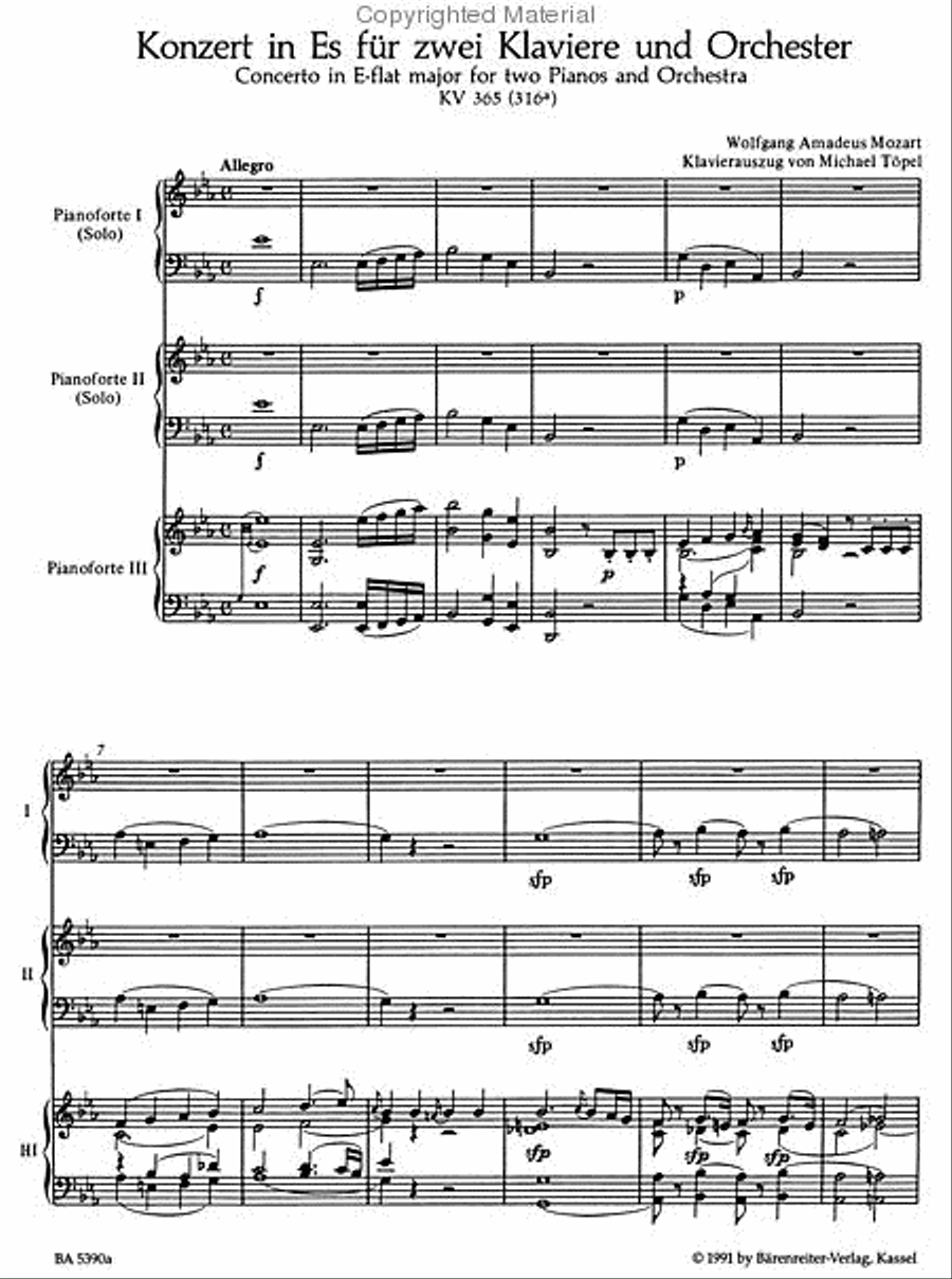 Piano Concerto, No. 10 E flat major, KV 365 (316a) Piano Solo scores gallery preview page 2