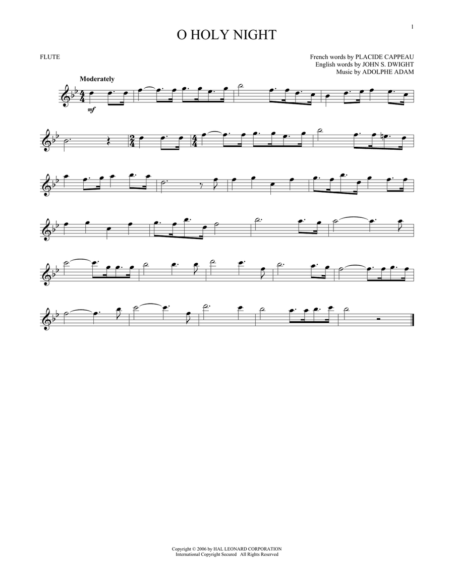 O Holy Night Flute Solo scores gallery preview page 1