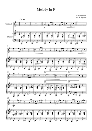 Melody In F, Anton Rubinstein, For Clarinet & Piano