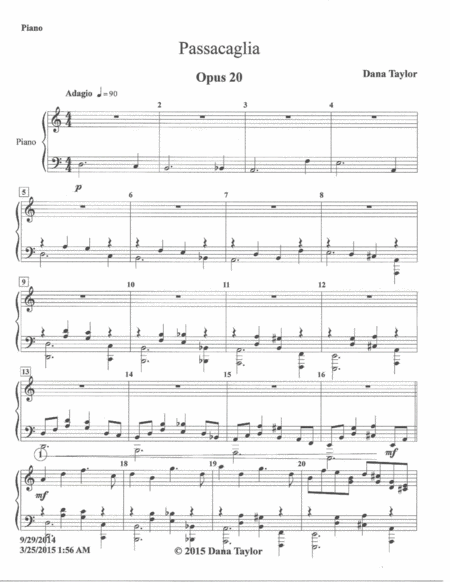 Passacaglia Trio Opus 20 Parts