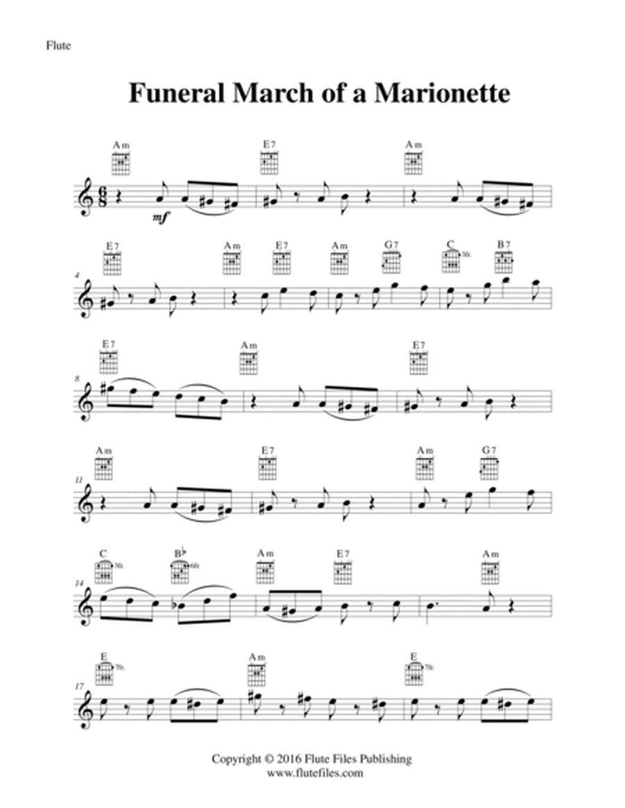 Funeral March of a Marionette - Flute Solo with Guitar Chords image number null