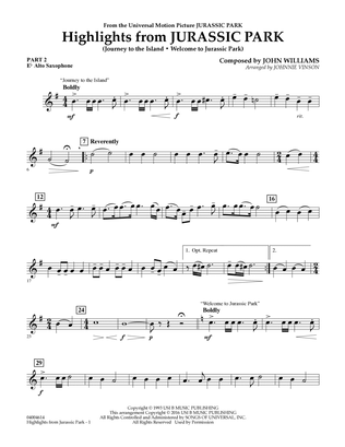 Book cover for Highlights from Jurassic Park - Pt.2 - Eb Alto Saxophone