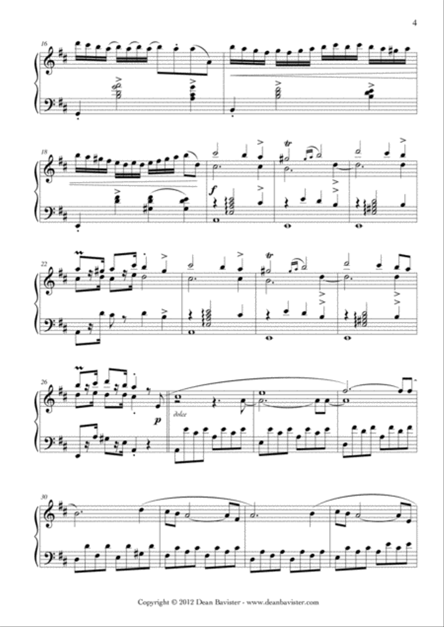 Piano Sonata 2 in D Major (Opus 13) Piano Solo scores gallery preview page 4