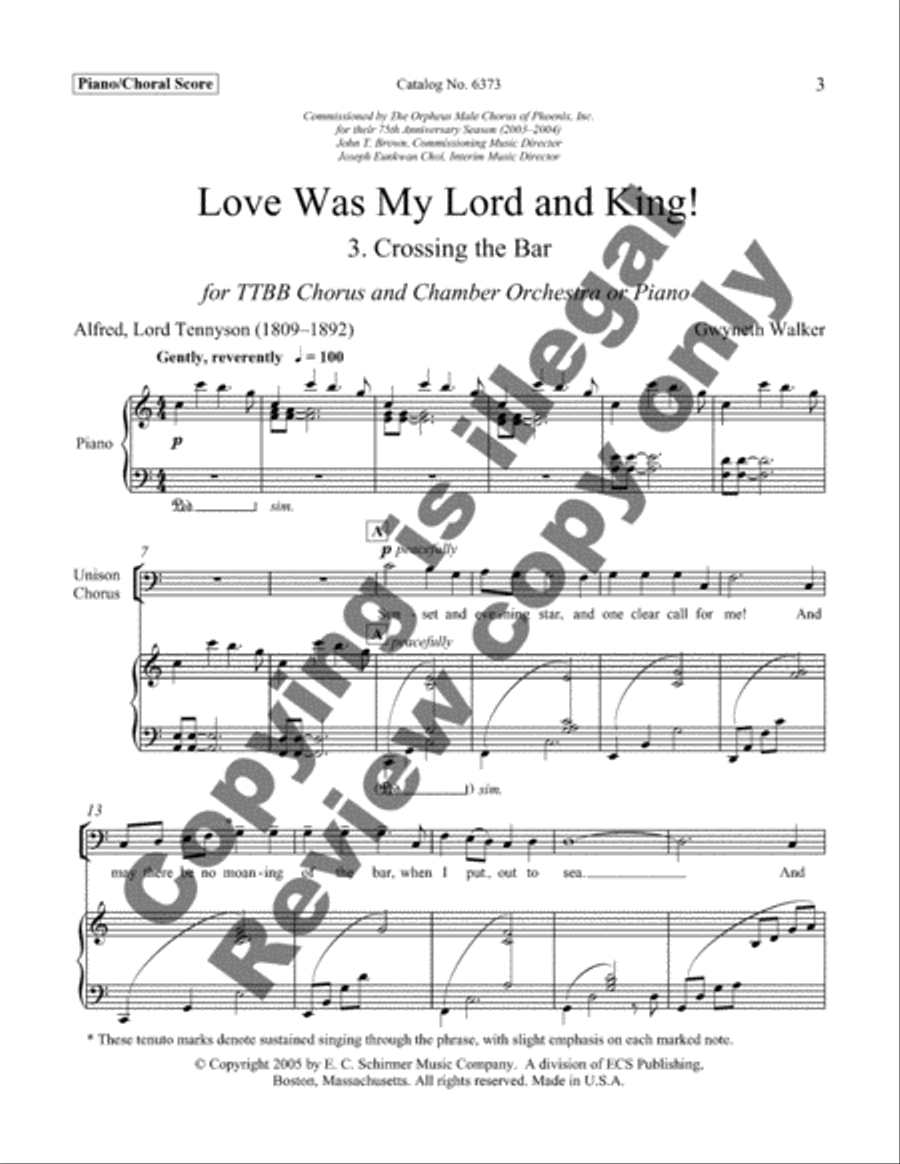 Crossing the Bar from Love Was My Lord and King! (TTBB) TTBB scores gallery preview page 3