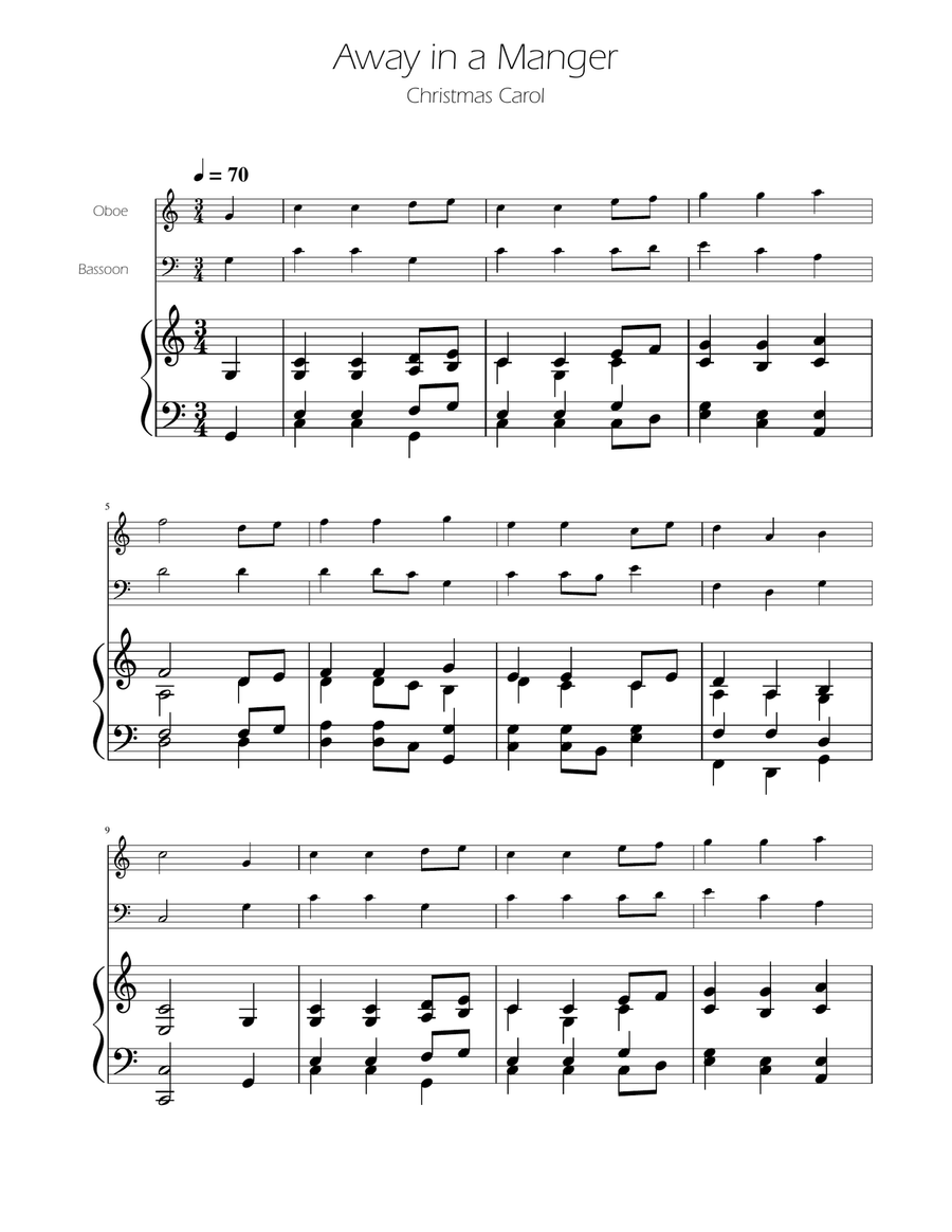 Away in a Manger - Oboe and Bassoon Duet w/ Piano