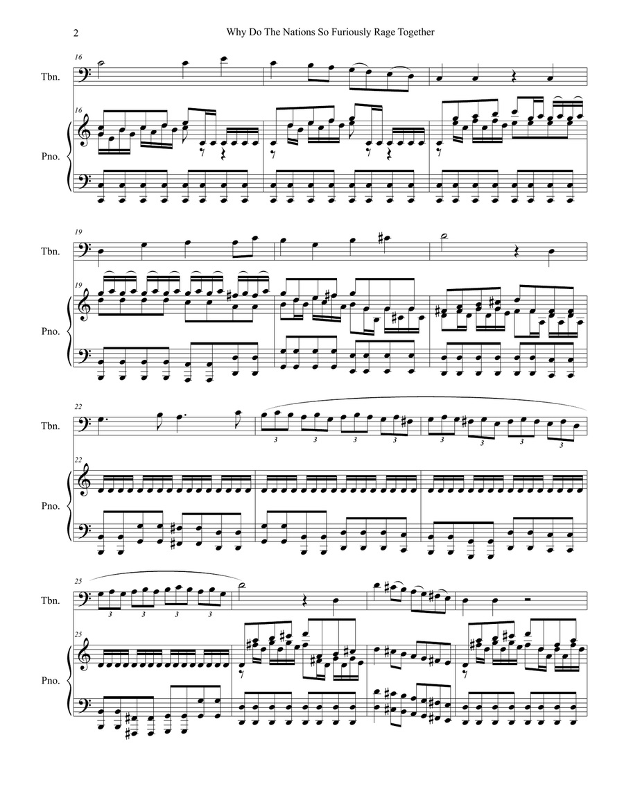 Why Do The Nations All Furiously Rage Together (Trombone solo and Piano) Piano scores gallery preview page 2