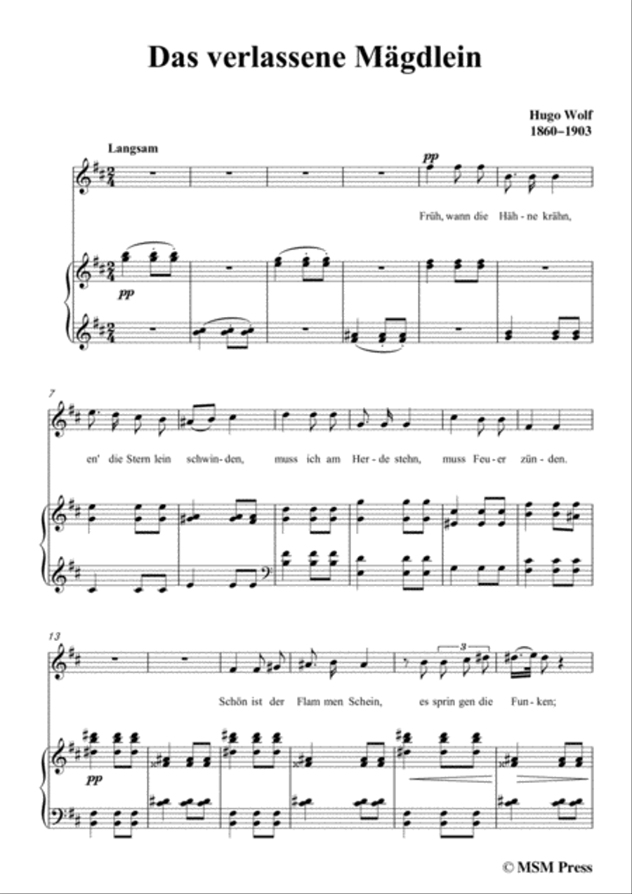 Wolf-Das verlassene Mägdlein in b minor,for Voice and Piano Voice Solo scores gallery preview page 3