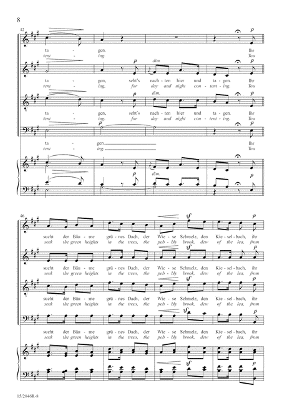 Two Mendelssohn Part Songs: 1. Im Walde 2. Jaglied 4-Part scores gallery preview page 9