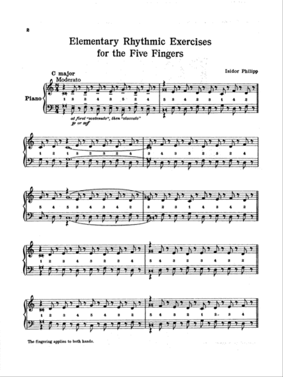 Elementary Rhythmic Exercises for the Five Fingers