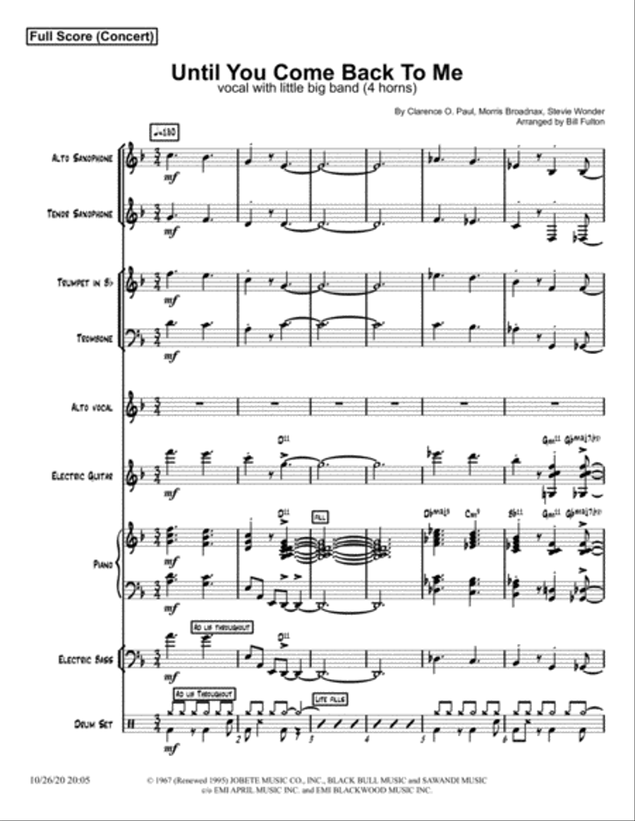 Until You Come Back To Me (that's What I'm Gonna Do) Jazz Ensemble scores gallery preview page 1