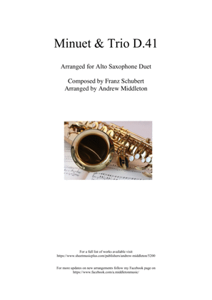 Minuet & Trio D.41 arranged for Alto Saxophone Duet