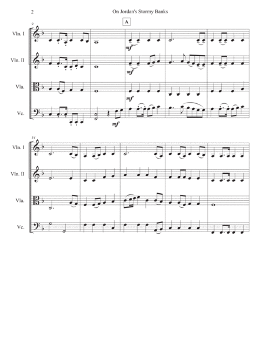 On Jordan's Stormy Banks On Jordan's Stormy Banks String Quartet scores gallery preview page 2