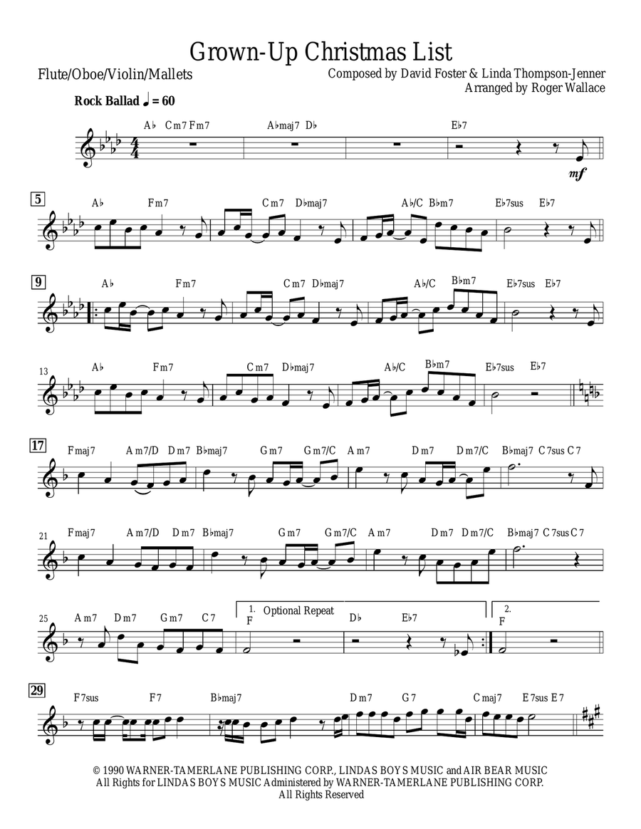 Grown-Up Christmas List Vibraphone scores gallery preview page 1