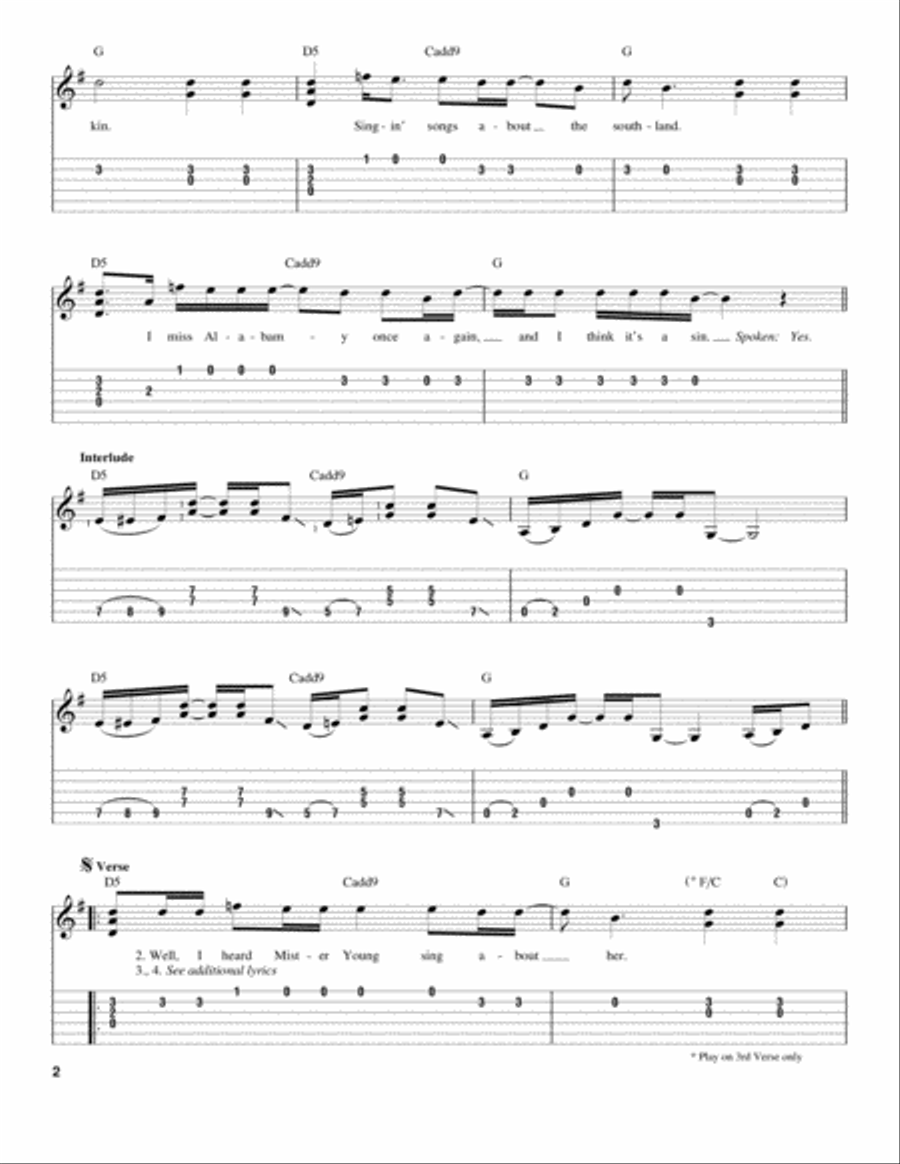 Sweet Home Alabama Acoustic Guitar scores gallery preview page 2