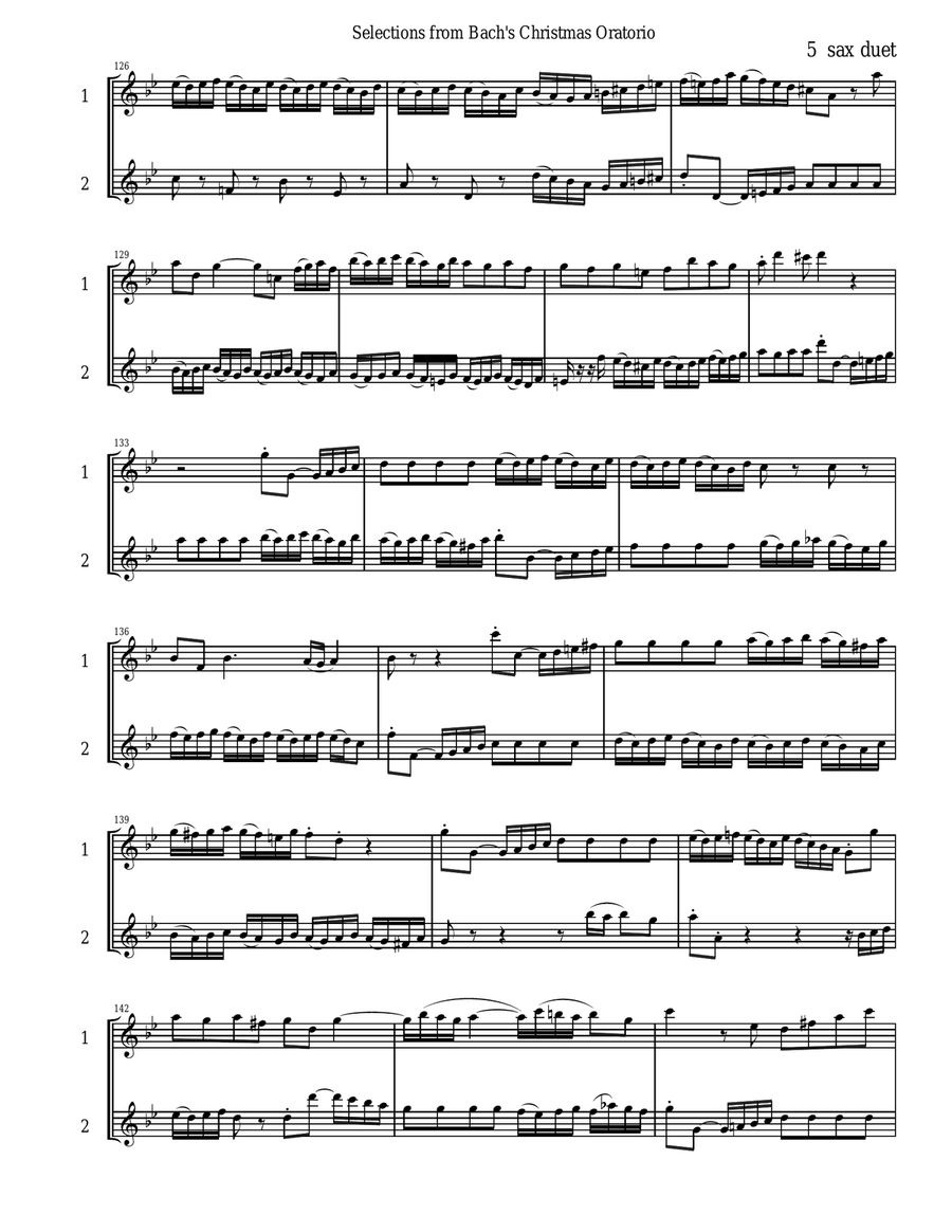 Bach's Christmas Oratorio Selections for Saxophone Duet Woodwind Duet scores gallery preview page 5