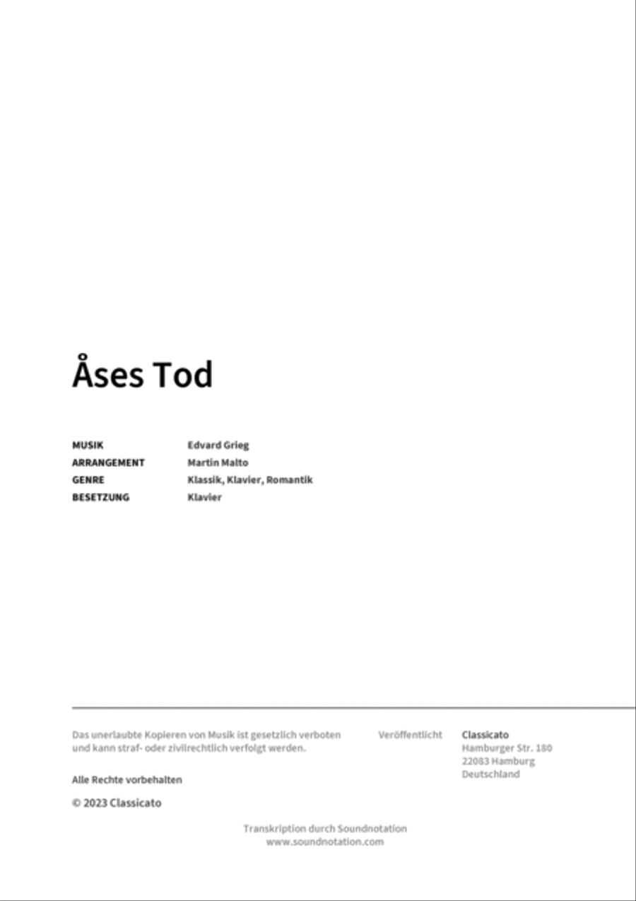 Åses Tod Easy Piano scores gallery preview page 2