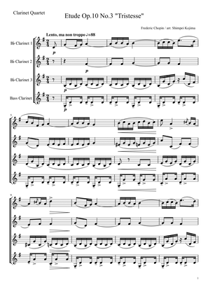 Book cover for Chopin : Etude "Tristesse" for Clarinet Quartet