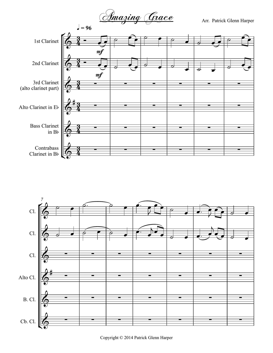 Amazing Grace - For Clarinet Choir Clarinet Choir scores gallery preview page 2