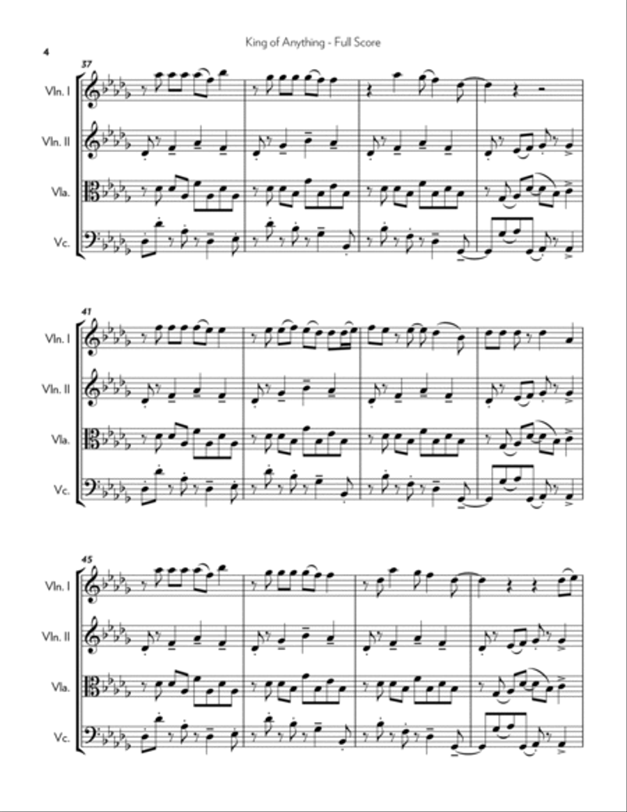 King Of Anything String Quartet scores gallery preview page 4