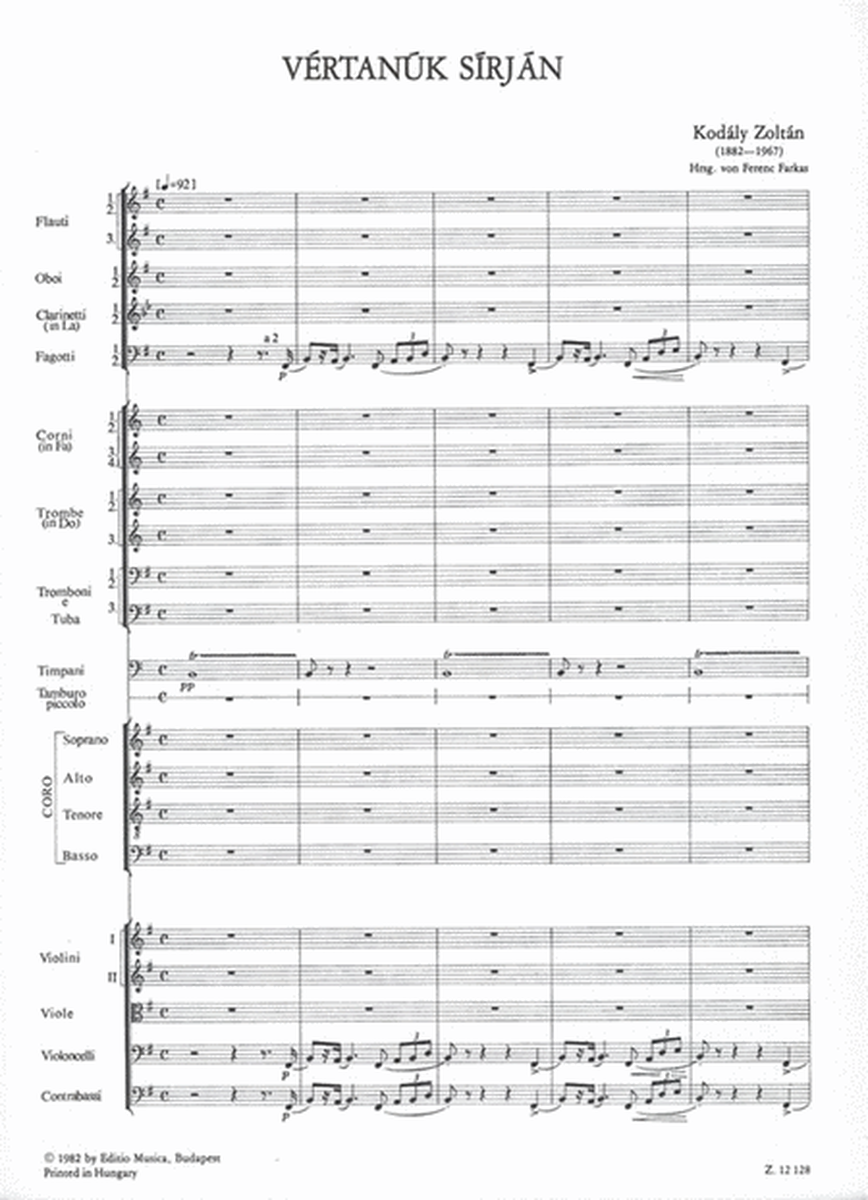 Vertan·k sírjan für gem. Chor und Orchestra (Tex