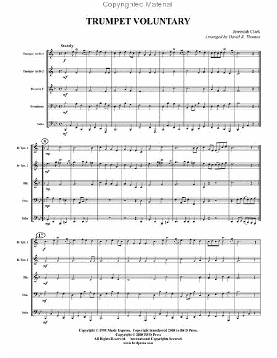 Trumpet Voluntary Trumpet Voluntary Brass Quintet scores gallery preview page 2