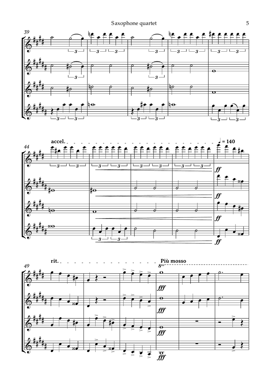 Swan Lake Tchaikovsky Saxophone Quartet Saxophone Quartet scores gallery preview page 6