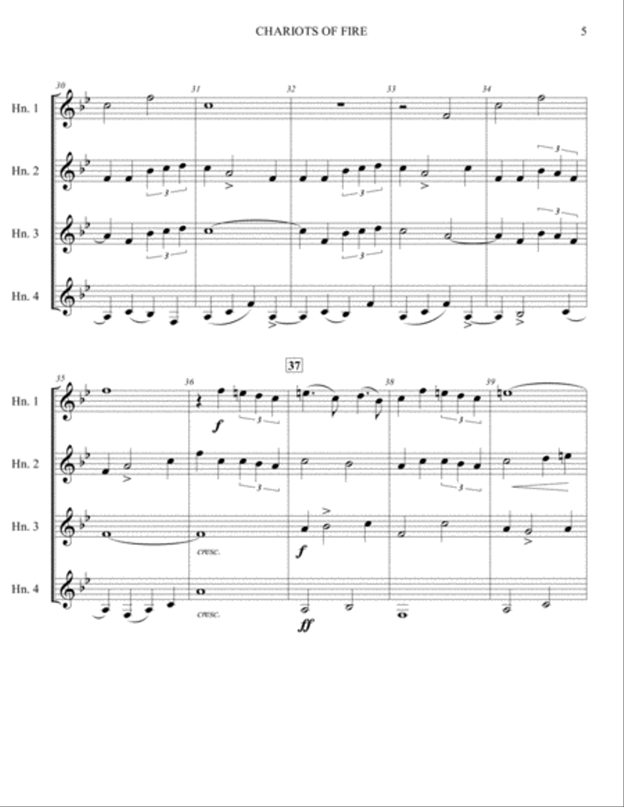 Chariots Of Fire from the Feature Film CHARIOTS OF FIRE Brass Ensemble scores gallery preview page 5