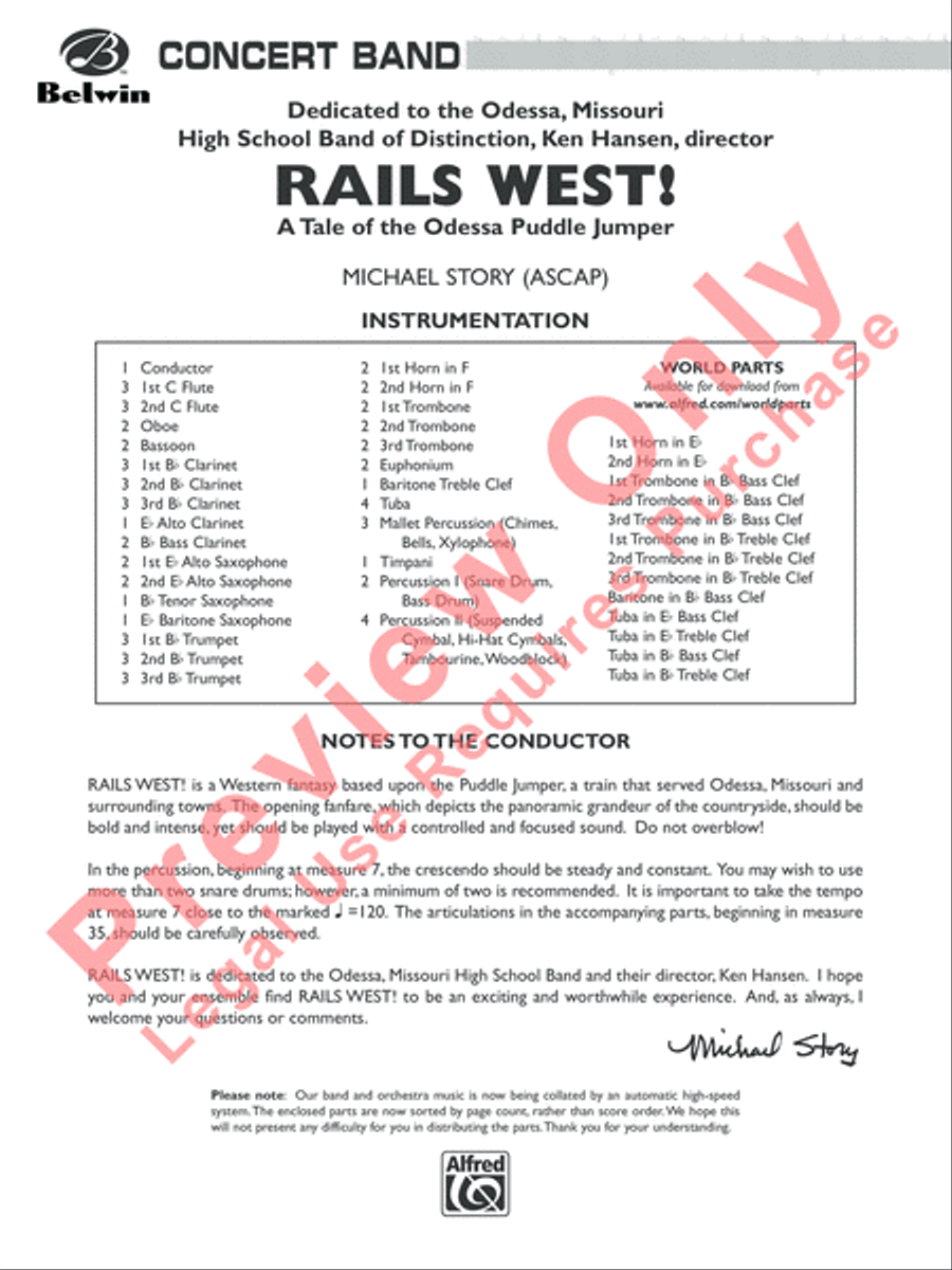 Rails West! (A Tale of the Odessa Puddle Jumper) Concert Band scores gallery preview page 2