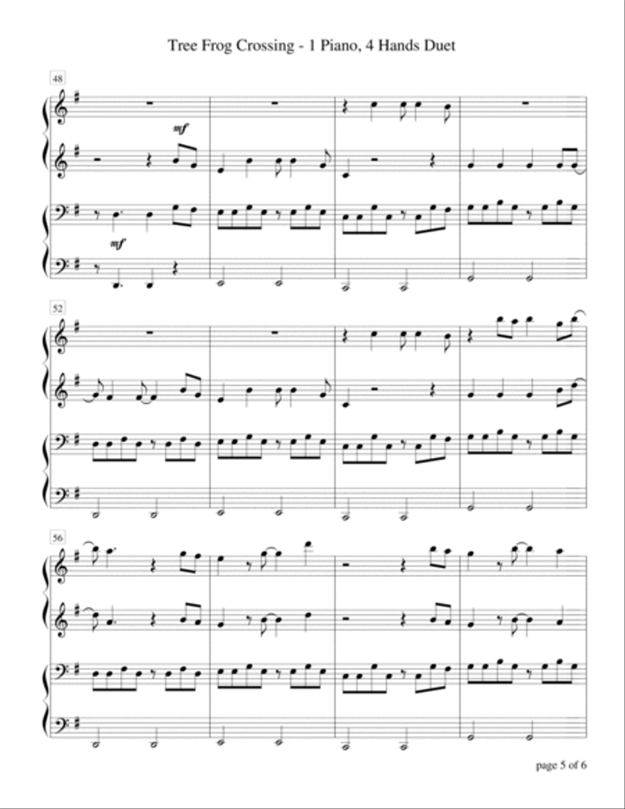 Tree Frog Crossing (1 Piano, 4 Hands Duet) Piano Method scores gallery preview page 6