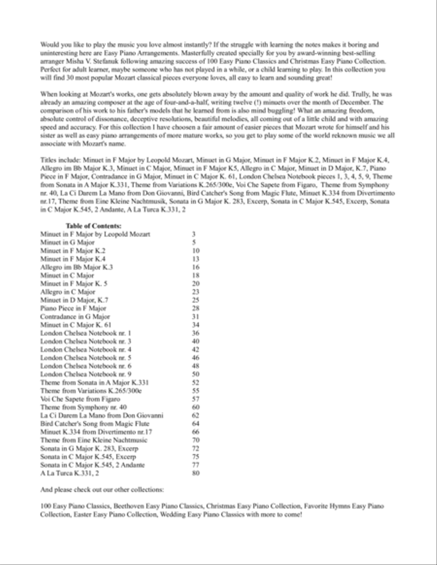30 Mozart Easy Piano Classics Piano Method scores gallery preview page 2