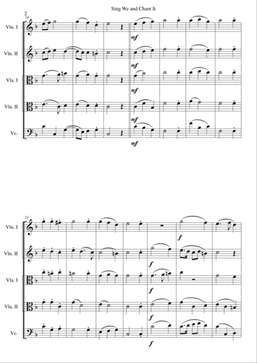 Sing we and chant it (with variations) for string quintet (2 violins, 2 violas and 1 cello) String Trio scores gallery preview page 2