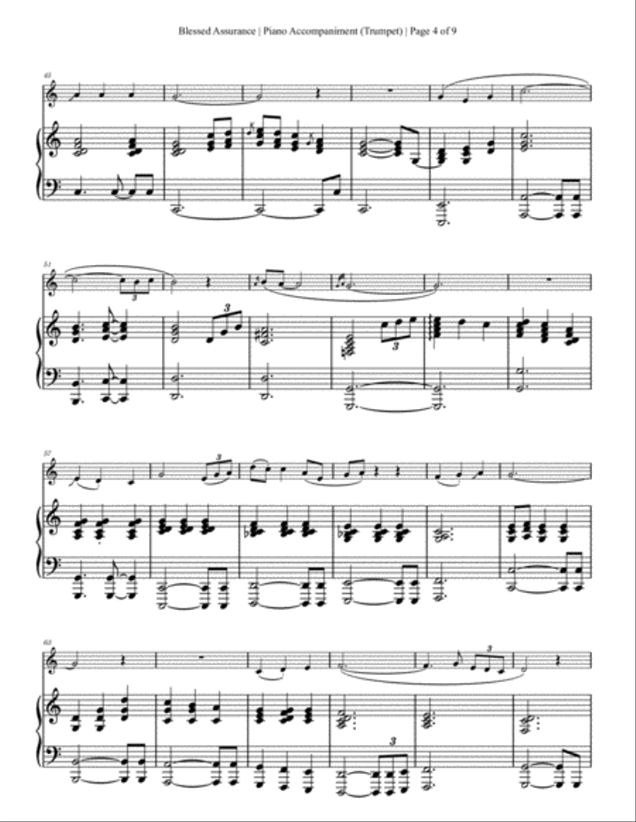 Blessed Assurance - Trumpet Solo with Piano Accompaniment Trumpet Solo scores gallery preview page 4