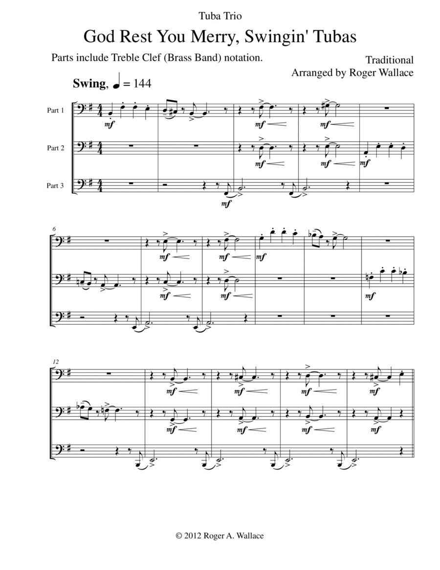 Gentlemen (Tuba Trio), God Rest You Merry Brass Trio scores gallery preview page 1