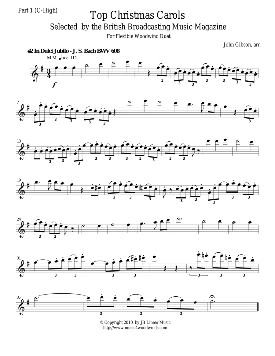 J. S. Bach - In Dulci Jubilo for woodwind duets Woodwind Duet scores gallery preview page 2