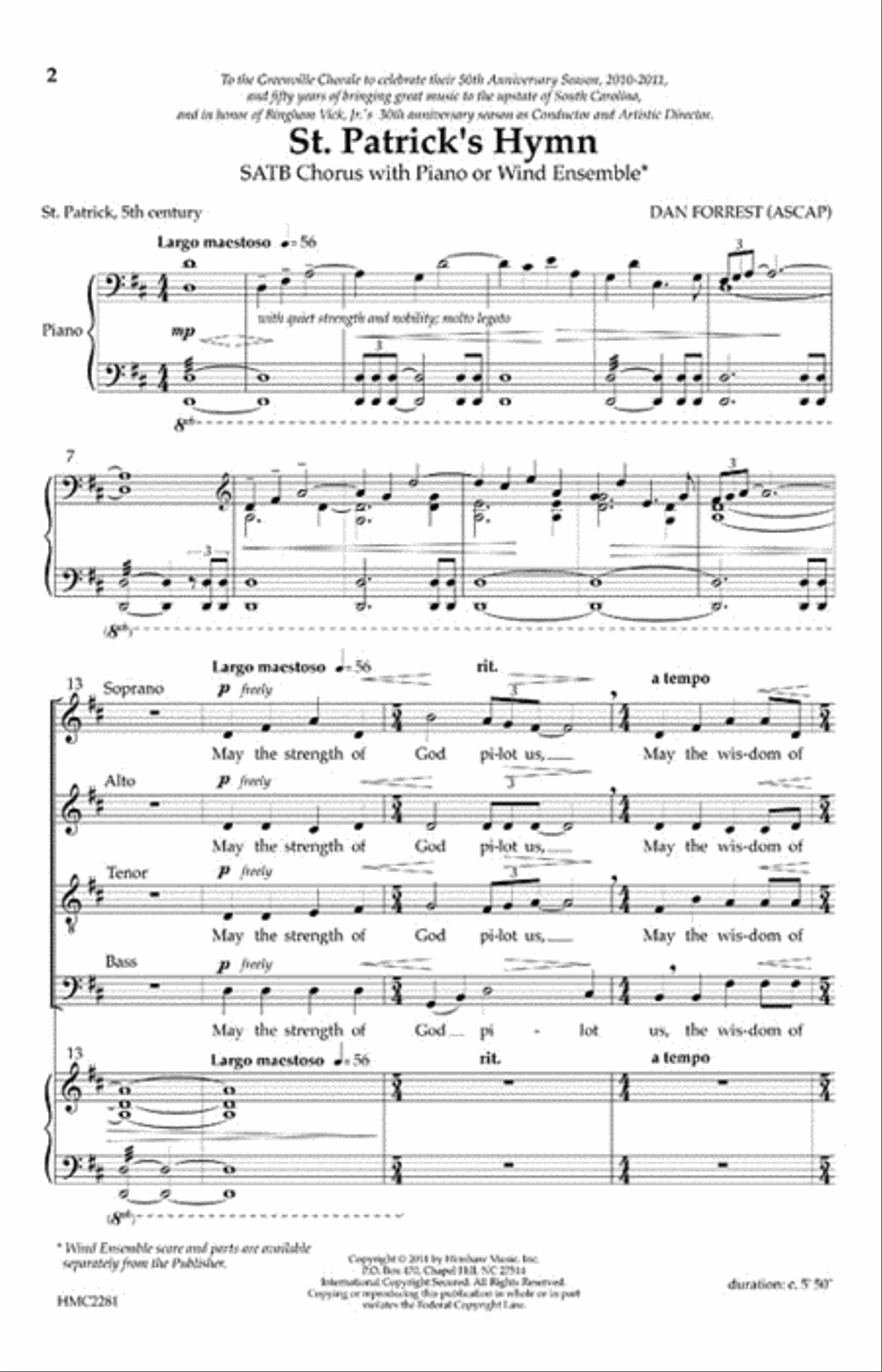 St Patrick's Hymn 4-Part scores gallery preview page 2