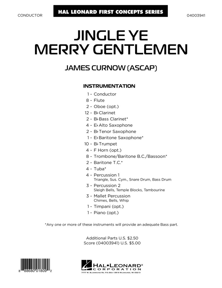Jingle Ye Merry Gentlemen - Conductor Score (Full Score) Concert Band scores gallery preview page 1