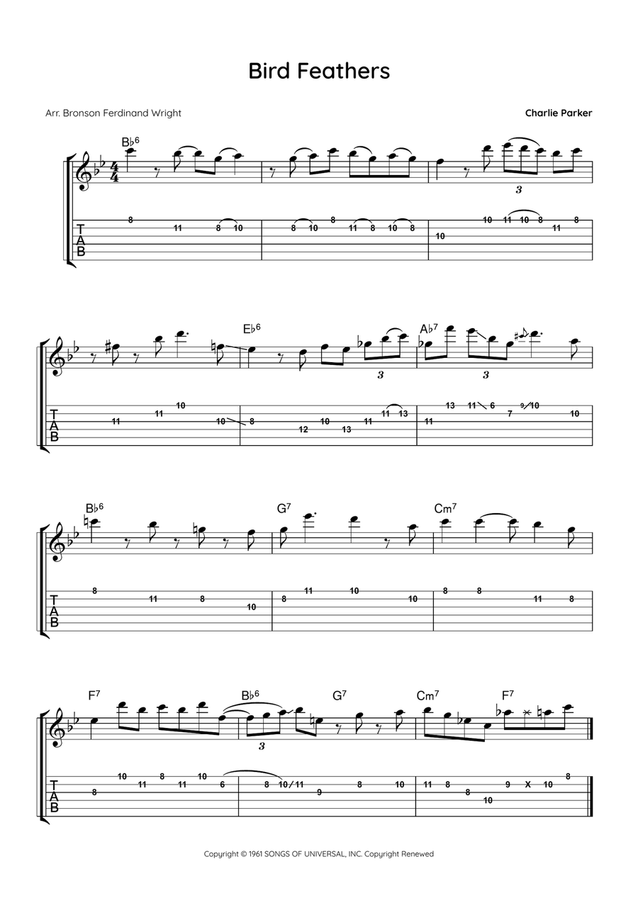 Bird Feathers Electric Guitar scores gallery preview page 1