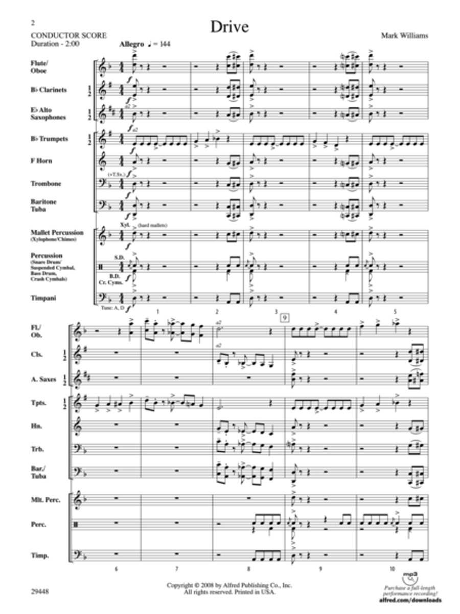Drive (Conductor's Score) Concert Band scores gallery preview page 2