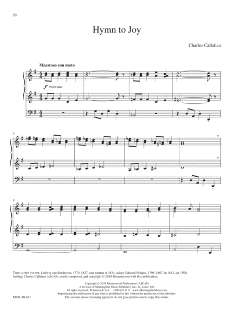 Hymn to Joy (Ode to Joy) Organ scores gallery preview page 1