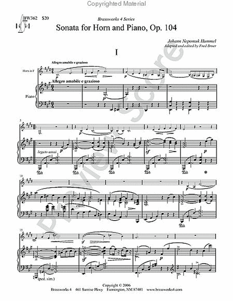 Sonata for Horn and Piano, Op. 104