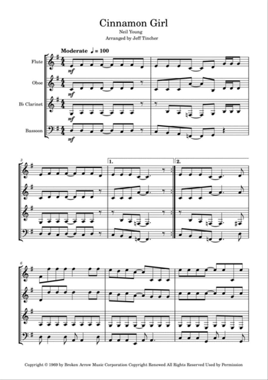 Cinnamon Girl Woodwind Quartet scores gallery preview page 2