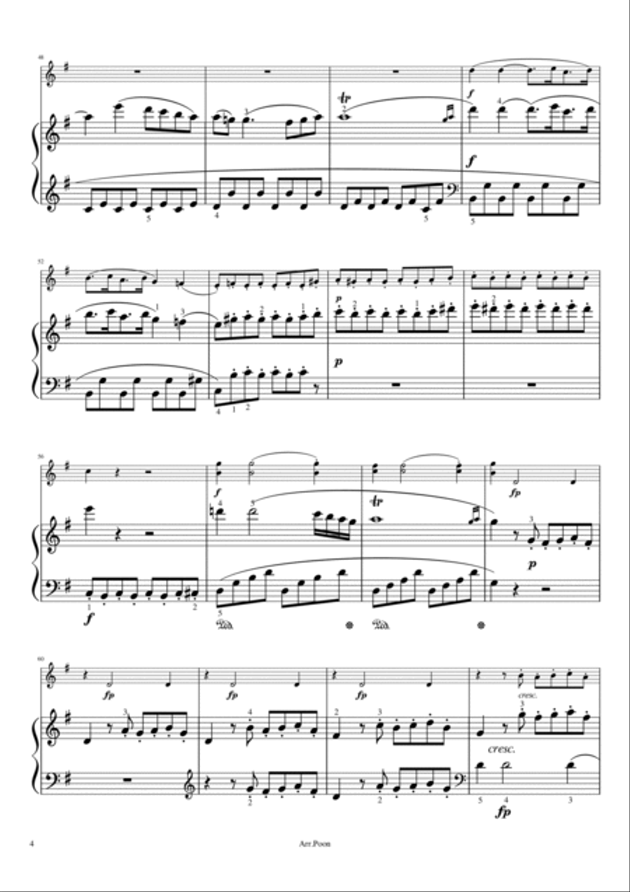 Mozart - Violin Sonata in E minor - K.304/300 - Violin Sonata No.21 Original Compelet With Fingered Violin Solo scores gallery preview page 4