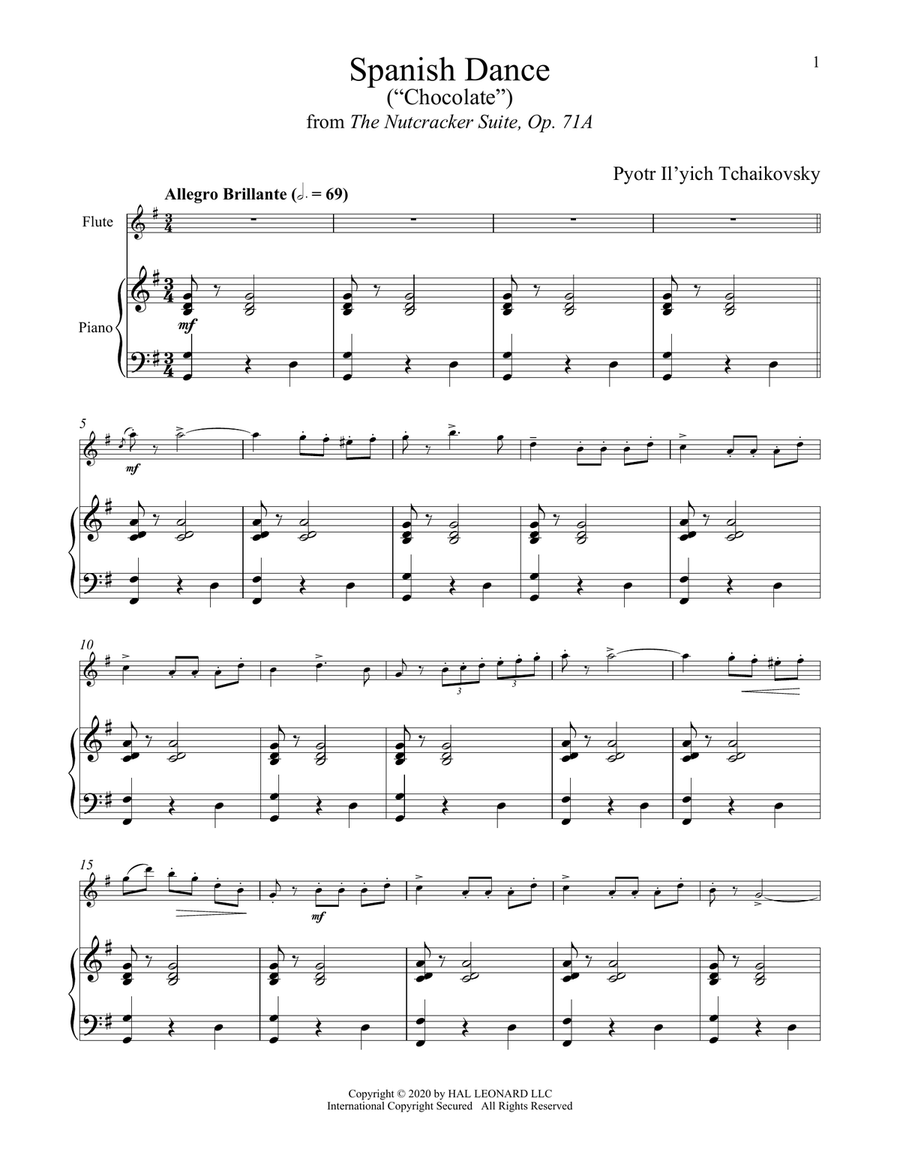Spanish Dance (from The Nutcracker) Flute Solo scores gallery preview page 1