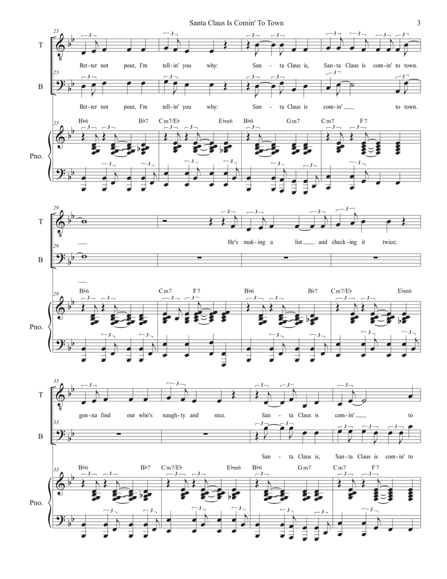 Santa Claus Is Comin' To Town Tenor Voice scores gallery preview page 3