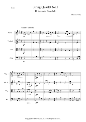 Book cover for String Quartet No.1 Andante Cantabile