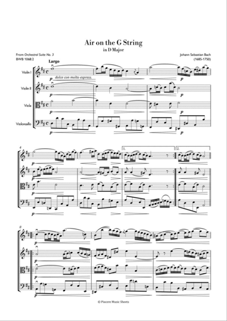 J.S. Bach - Air in the G String in D Major - Intermediate image number null