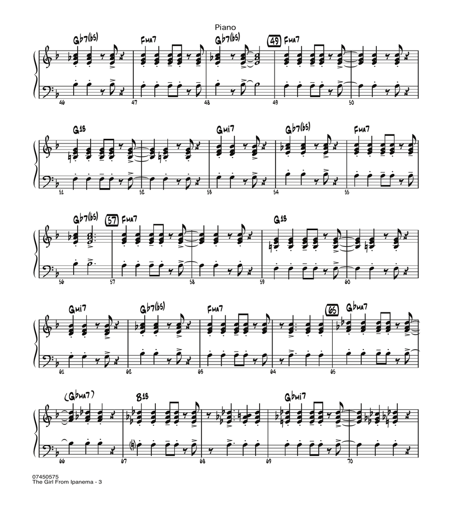 The Girl From Ipanema (Garota De Ipanema) - Piano Jazz Ensemble scores gallery preview page 3